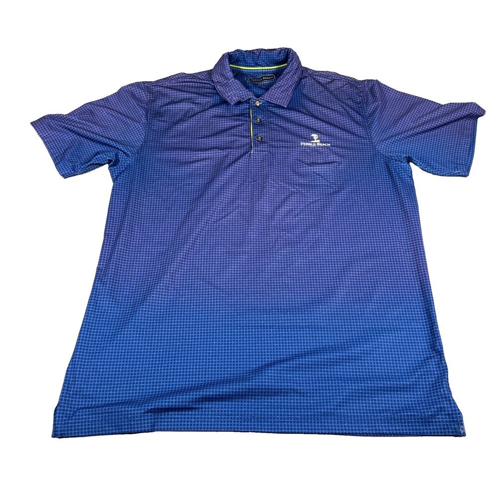 Pebble Beach Performance Golf Polo Mens XL Blue Striped Short Sleeve Shirt